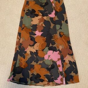 Floral A-Line Slip Skirt midi Multicolor with side slit